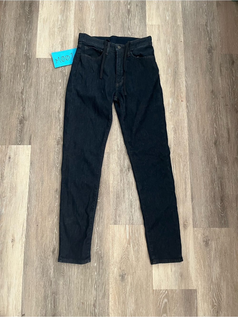 Uniqlo Jeans Womens Size 12 Dark Indigo Drawstring Slim Tapered Stretch Denim